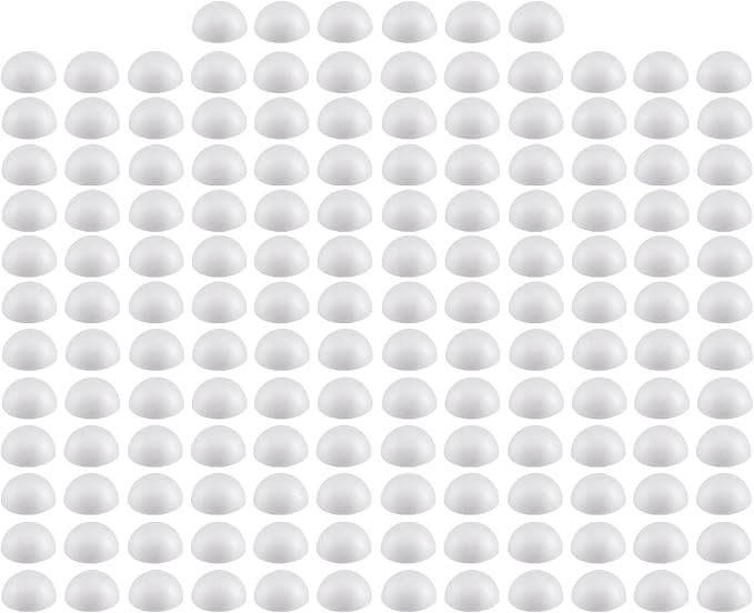 Crafjie 150PCS 1 Inchs Half Foam Balls White Half Round Polystyrene Foam Balls by Crafjie