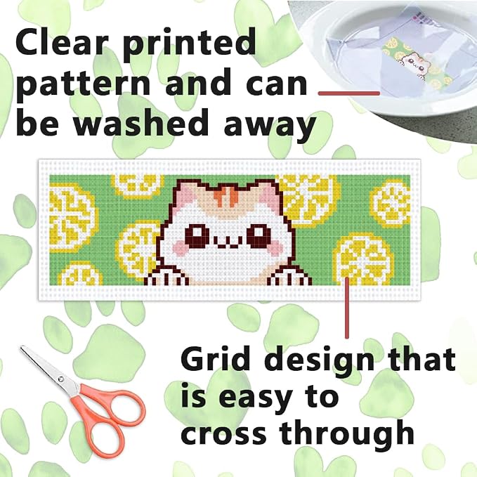 INFUNLY 6pcs Cartoon Cat DIY Cross Stitch Bookmark Kits - Image 3