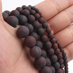 36pcs Natural Matte Red Flower Gemstone Beads，10mm Frosted Round Loose Stone - Image 3