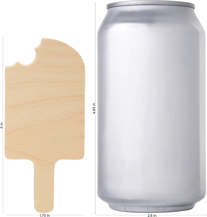 Chunky Popsicle Cutout 4-inch, 1/2 inch Thick, Unfinished Wood Crafts - Image 2