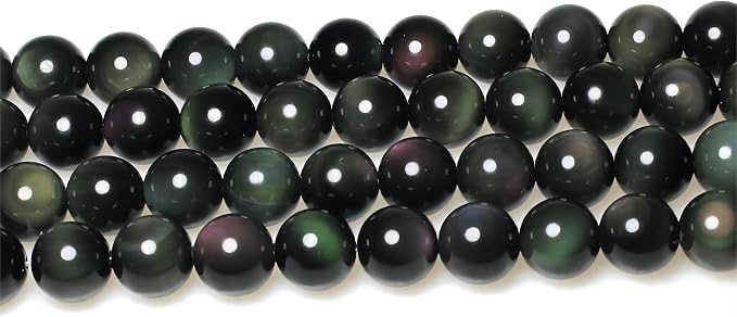 MJDCB Rare Collection Natural Stone Beads Rainbow Obsidian Round Loose Beads - Image 4