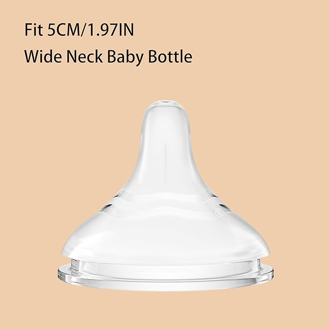 Silicone Bottle Nipple, Anti Colic Nipples for Newborn Baby, Natural Feel, SS, 0 Months+, 4 Counts