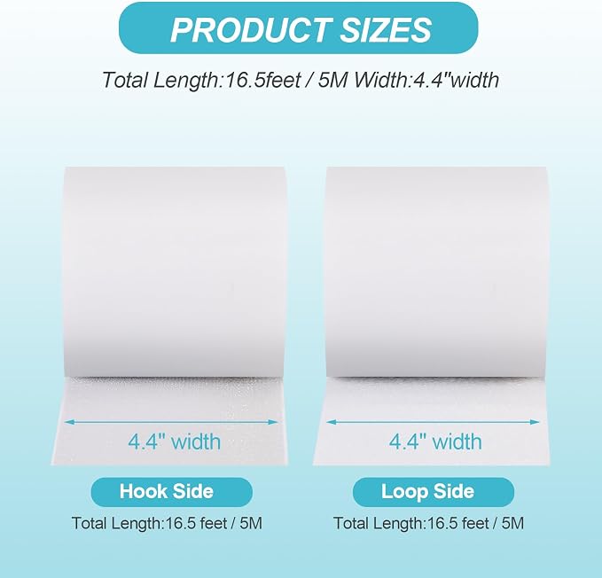 4.4''×16.5 Feet White Heavy Duty Hook and Loop Tape Adhesive, Keep Couch - Image 7