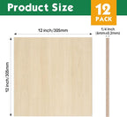 12 Pack Basswood Sheets 1/4x12x12 Inch, 6mm Basswood - Image 2