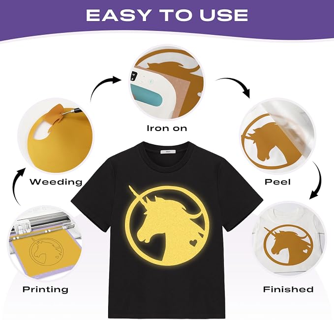 TUMIYA Heat Transfer Vinyl Reflective Gold HTV Roll, Reflective HTV Vinyl - Image 4