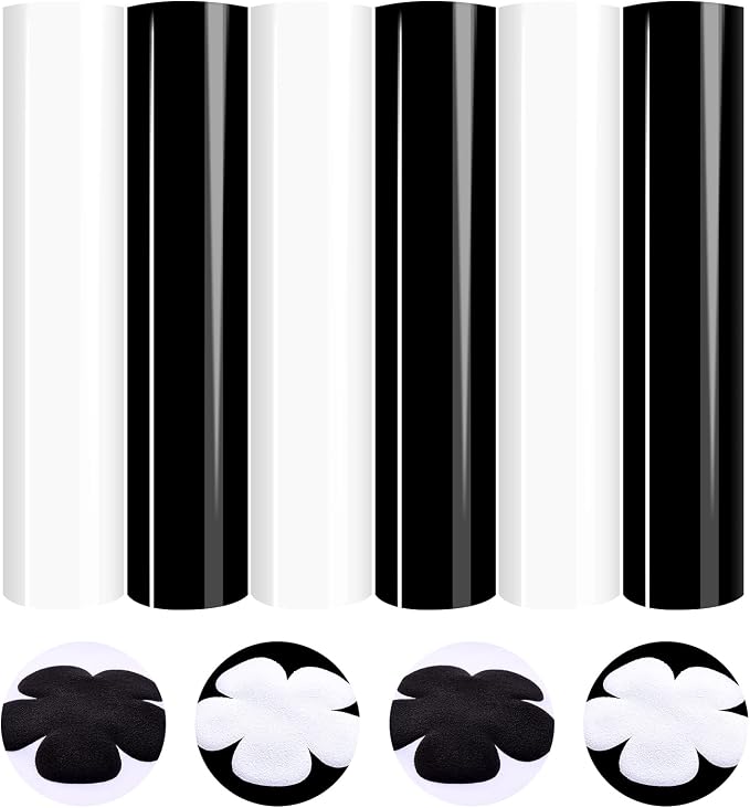 HTVSTD Black White Puff HTV Heat Transfer Vinyl 6pcs 12×10in | Puff Iron on by CraftingEveryday