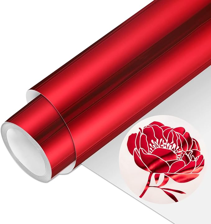 VINYL FROG Red Metallic Foil Heat Transfer Vinyl 12" x5ft Red HTV Vinyl Roll - Image 9