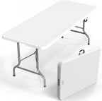VINGLI 8 Foot Plastic Folding Table Portable Long Table by VINGLI