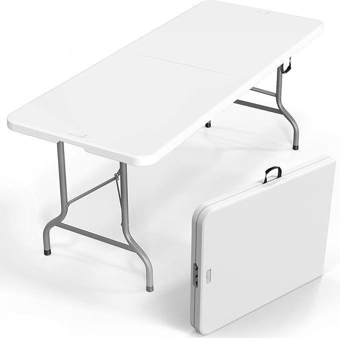 VINGLI 8 Foot Plastic Folding Table Portable Long Table by VINGLI