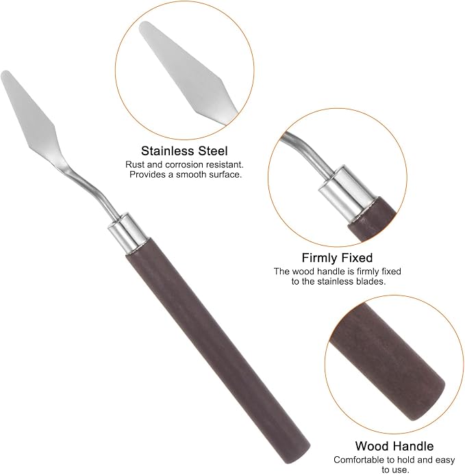 HARFINGTON 2pcs No.6 Palette Knives 12mm Width Stainless Steel Small Pointy - Image 4