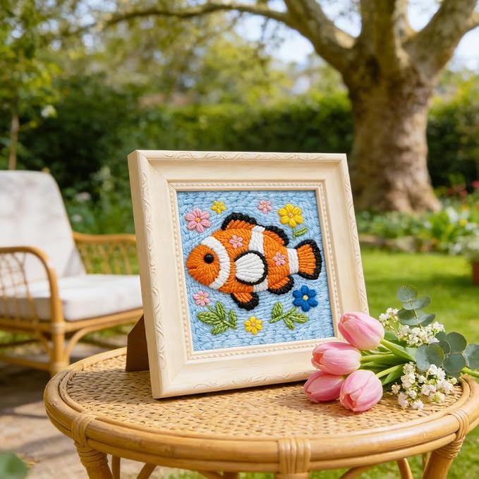 INFUNLY Clownfish Punch Needle Kit Cute Fish DIY Embroidery Punch Needle Set - Image 6