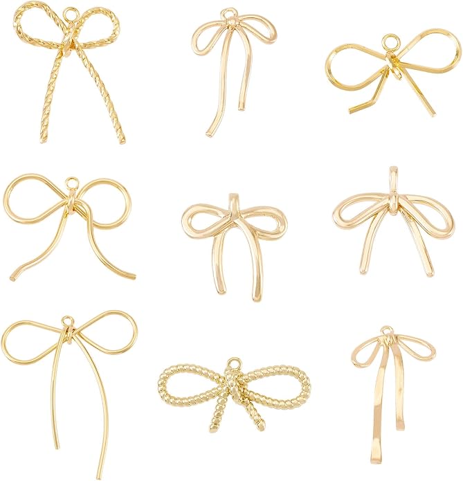 FASHEWELRY Alloy Bowknot Charms Links Golden Bow Tie Connector Charms Metal Bow - Image 7