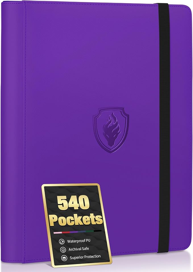 Premium 9 Pocket Card Binder for 540 Cards, Fabmaker PU Cover Trading Card by Fabmaker