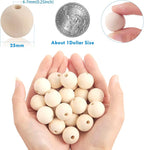150pcs 25MM Wood Beads Natural Unfinished Round Wooden Loose Beads Wood Spacer - Image 2