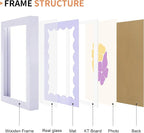 5x7 Picture Frame with Real Glass, Wooden cute 5 x 7 Photo Frame with Wavy Mat - Image 5
