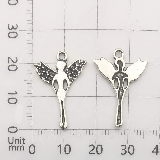 iloveDIYbeads 100g Craft Supplies Antique Silver Wings Angel Fairy Charms - Image 9