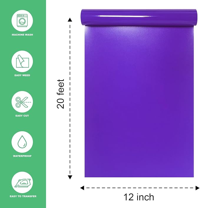 Purple Heat Transfer Vinyl HTV Roll Matte PU 12" x 20 ft. | Easy to Cut - Image 2