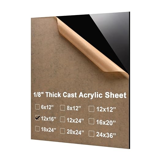 KINLINK 12x16 Plexiglass Sheets 1/8 inch Thick - 3mm Black Cast Acrylic Sheet by KINLINK