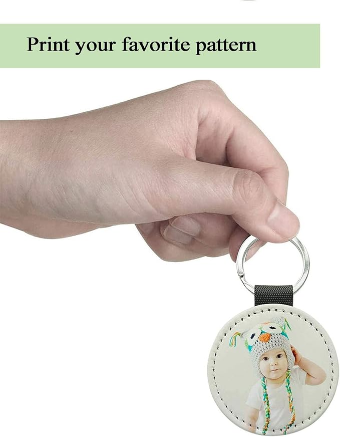 12 Pcs Sublimation Blank Keychains, PU Leather White Keychains Ornament Pendants - Image 3