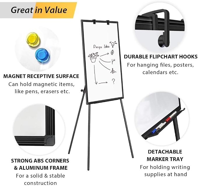 Maxtek Easel Whiteboard 40 x 28, Stand Tripod - Image 6
