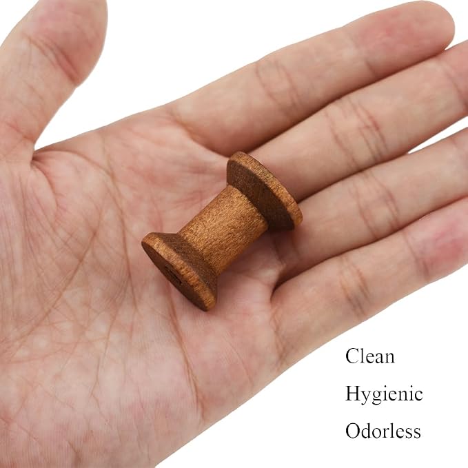 HAHIYO 1.2Inch/3cm 25PCs Light Brown Color Wood Spool - Image 6