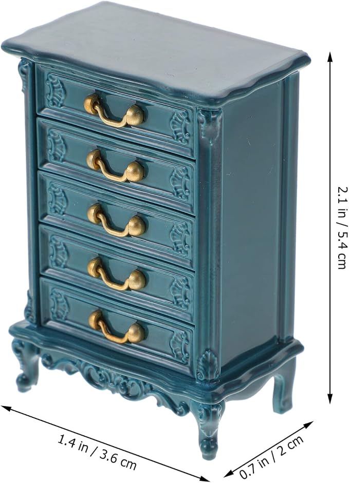 Toyvian Dollhouse Cabinet 1:24 Scale, Miniature Wooden 5-Drawer Dresser Storage - Image 4