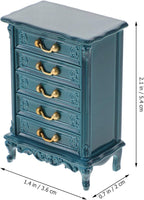 Toyvian Dollhouse Cabinet 1:24 Scale, Miniature Wooden 5-Drawer Dresser Storage - Image 4