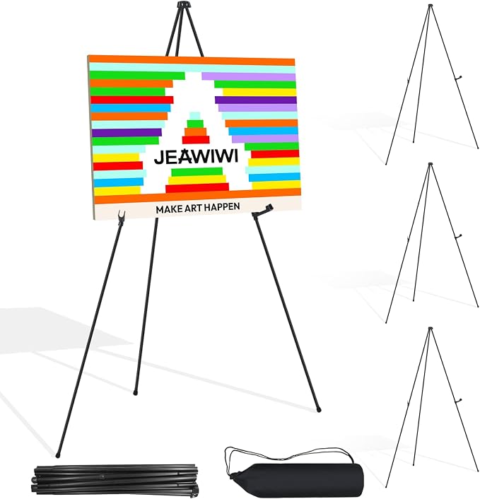 JEAWIWI 4PCS Black Easel Stand for Wedding Sign Stand, 66 Inch Adjustable Metal by JEAWIWI