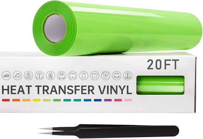 VinylRus Heat Transfer Vinyl-12” x 20ft Apple Green Iron on Vinyl Roll by VinylRus