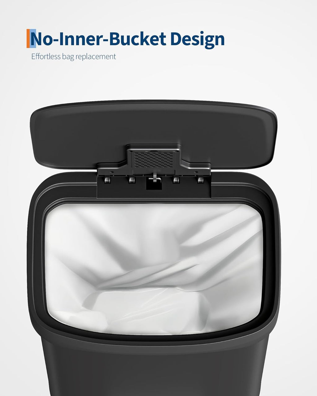 Garvee 21 Gallon / 80 Liter Metal Trash Can with Lid, Large Garbage Can for Kitchen, Rustproof Step-on Kitchen Metal Trash Bin with Liner Rim, Rear Handle, Soft Close Plastic Lid, Black