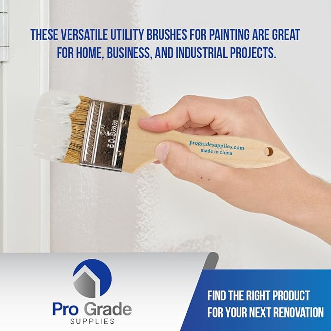 Pro Grade - Chip Paint Brushes - 12 Ea 2 Inch Chip Paint Brush Light Brown - Image 6
