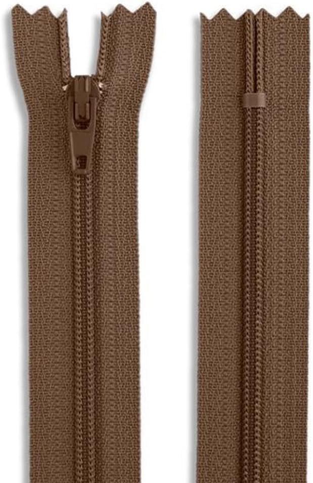 Nylon Coil Zipper 16 Inch Non-Separating Closed End – Light Brown – Replacement - Image 3