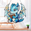 Dragon Reading Book Acrylic Suncatcher Ornament Fantasy Window Hanging Lover by Unknown