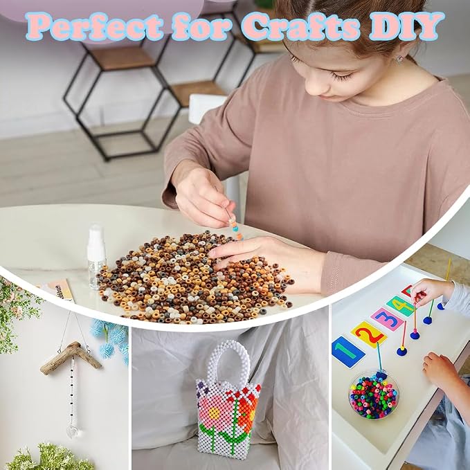 1100pcs Bracelet Beads, Pony Beads Bulk, Plastic Beads, Colored Beads, Small - Image 4