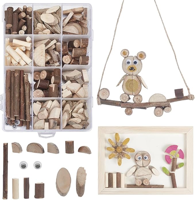 AHANDMAKER Wooden Unfinished Craft Kits DIY Wood Slices Kit Natural Wood Slices by AHANDMAKER