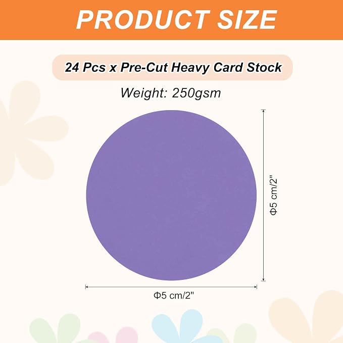 MECCANIXITY 24 Pcs Circle Card Stock, 2 Inch Round Cutouts Paper Thick - Image 2