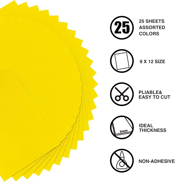 Yellow Foam Sheets Crafts, 9 x 12 Inch 2mm Thick 25 Pack Premium Yellow Foam - Image 3