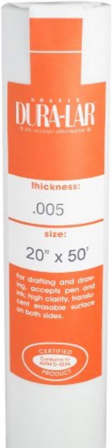 Grafix Dura-Lar 0.005" Film, Translucent 20" x50', Economical Alternative to by Grafix