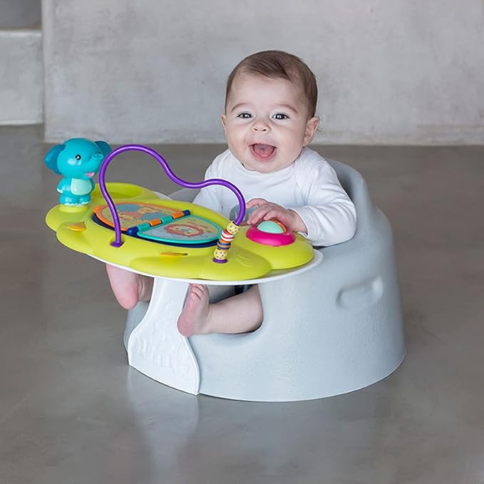 Bumbo Baby Floor Seat, Portable Infant Sit Up Activity & Eating Chair with Tray Accessory, Pink - Feeding and Sitting Lounger for Babies and Infants Ages 3 to 12 Months