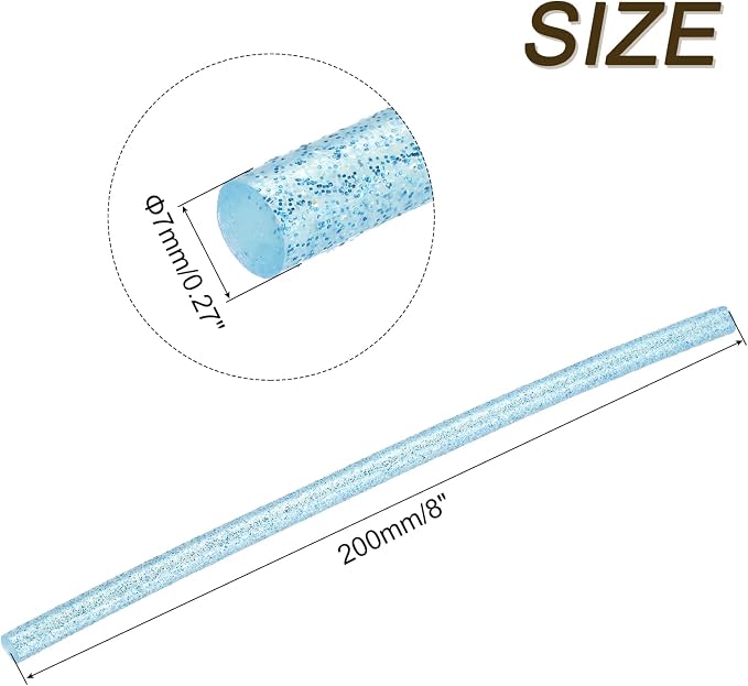 uxcell Mini Hot Glue Sticks for Glue Gun 7mm x 200mm Glitter Transparent Blue - Image 2