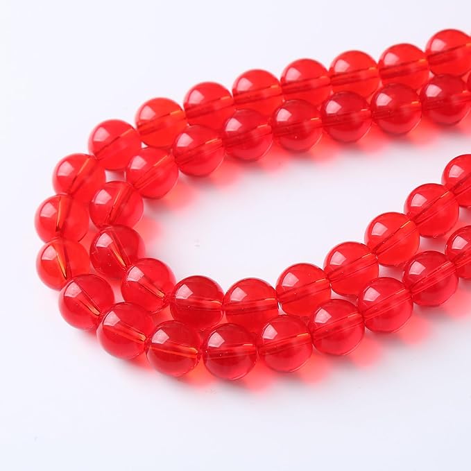 96PCS 8mm Garnet Red Glass Crystal Beads - Image 4