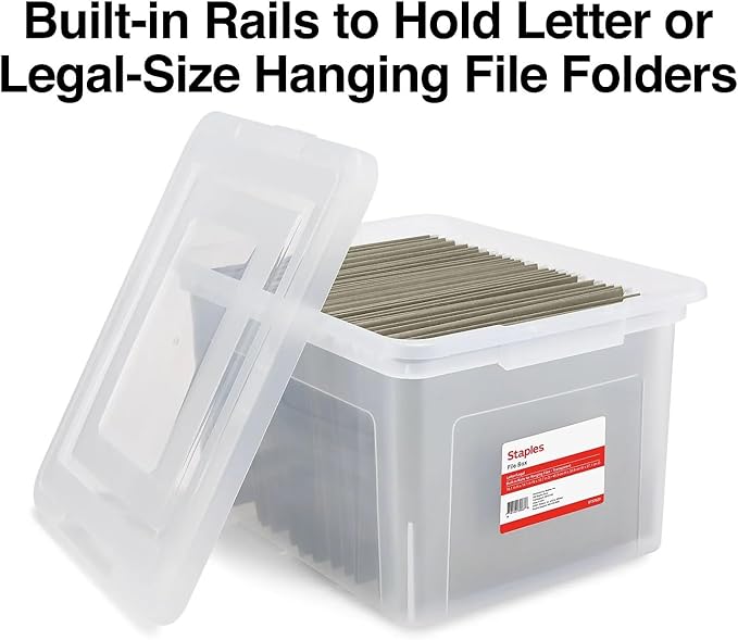STAPLES Plastic File Box with Snap Lid, Letter/Legal Size - Image 4