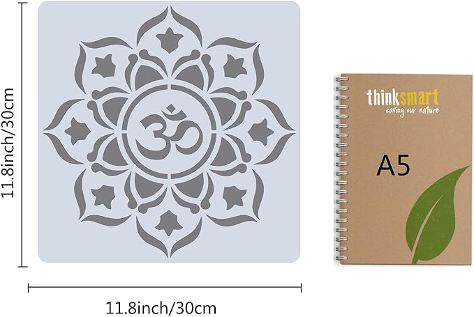 GORGECRAFT Chakra Mandala Stencil Reusable Flower Template Large 11.8x11.8 Inch - Image 2