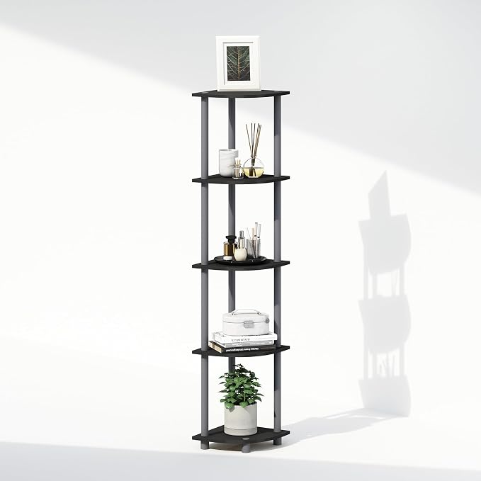 Furinno Turn-N-Tube Storage Shelves, 5-Tier Book Shelf, Corner Shelf, Toolless - Image 6