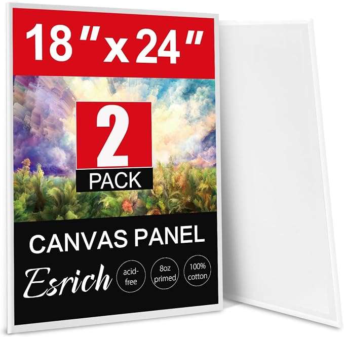 ESRICH Canvas for Painting 18x24 Inch, 2 Pack Canvas Boards for Painting Cotton by ESRICH