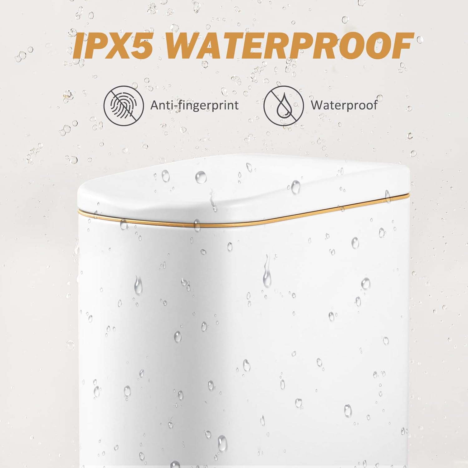 Bathroom Trash Can with Soft-Close Lid 3.5 Gallon Stainless Steel Garbage Can with Removable Inner Bucket Slim Trash Bins for Bedroom, Office(Matte White)