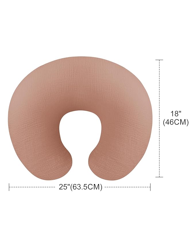 Nursing Pillow Covers, Muslin Nursing Cover for Breastfeeding Pillows, Comfortable for Baby Girls and Boys (Dusty Rose)