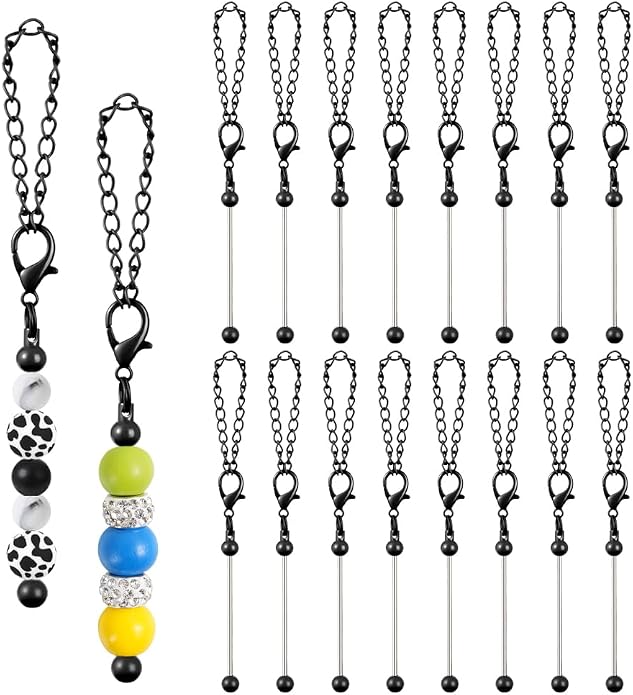 16PCS Beadable Keychain Bar Bulk, Metal Blank Beaded Keychain Bar by FDKYOEK