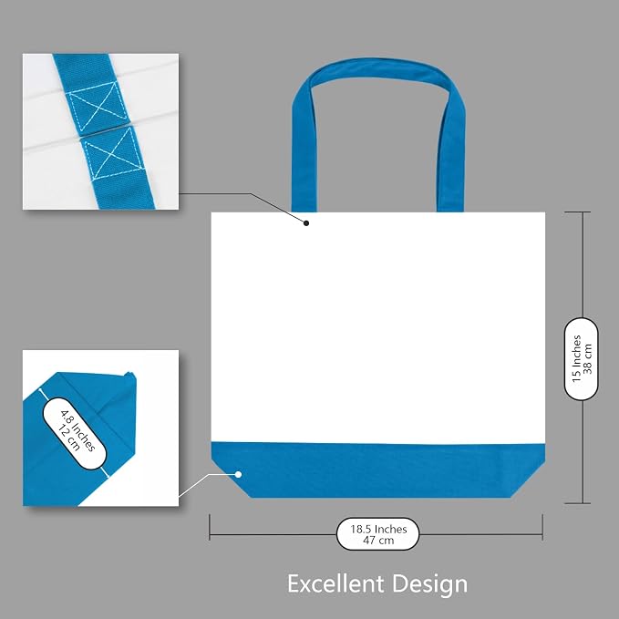 TOPDesign 1-Pack Super Strong Large 12oz Cotton Canvas Tote Bag, Reusable - Image 4