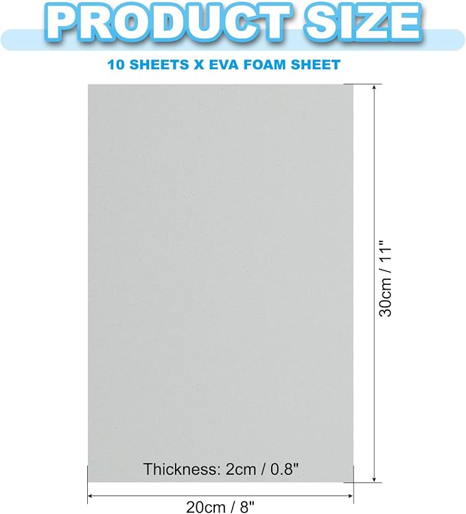 PATIKIL EVA Foam Sheet 10Pcs 12x8 Inch 2mm Thick Gray | Easy Cutting EVA Foam - Image 2